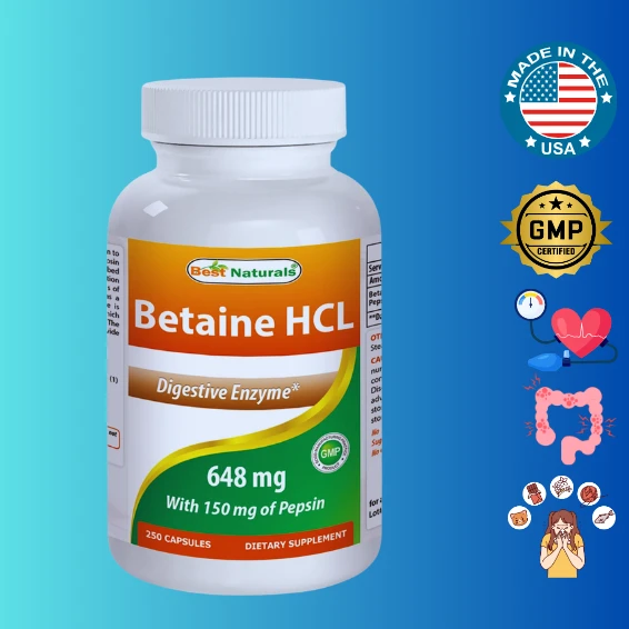 Best Naturals Betaine HCL 648 mg 250 Capsules anybringr