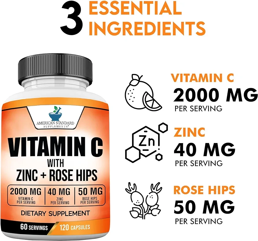 Supplements Vitamin C & Zinc-120 Capsules- Any Bringr