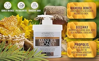 Advanced Clinicals Manuka Honey Cream Face Moisturizer-16Oz