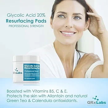 QRxLabs Glycolic Acid 20% Resurfacing Pads for Face & Body - Peel Pads