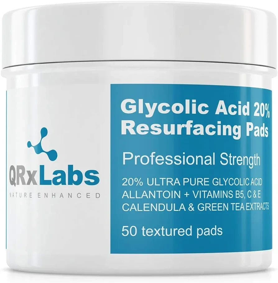 QRxLabs Glycolic Acid 20% Resurfacing Pads for Face & Body - Peel Pads