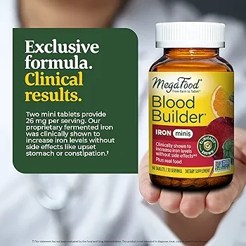 MegaFood Blood Builder Minis-Iron Supplement -Vegan-60 Tab