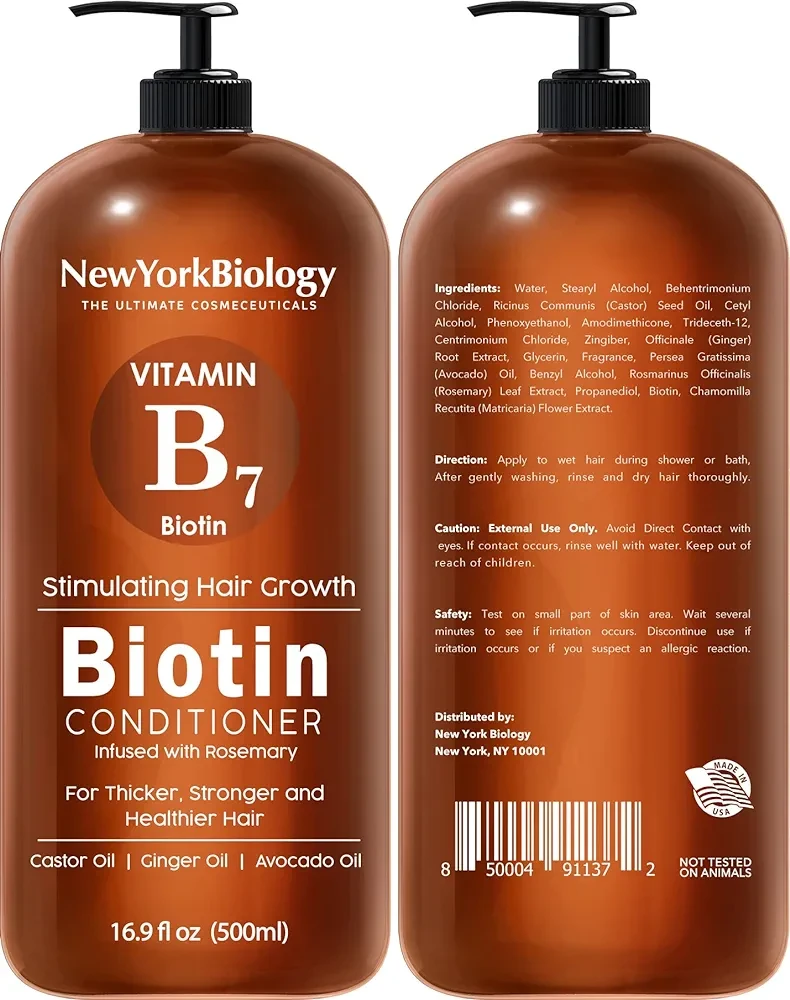 New York Biology Biotin Shampoo and Conditioner Set 16.9 Fl Oz