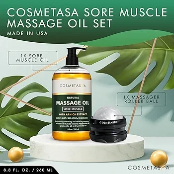 Cosmetasa Massage Oil for Sore Muscles with Roller Ball