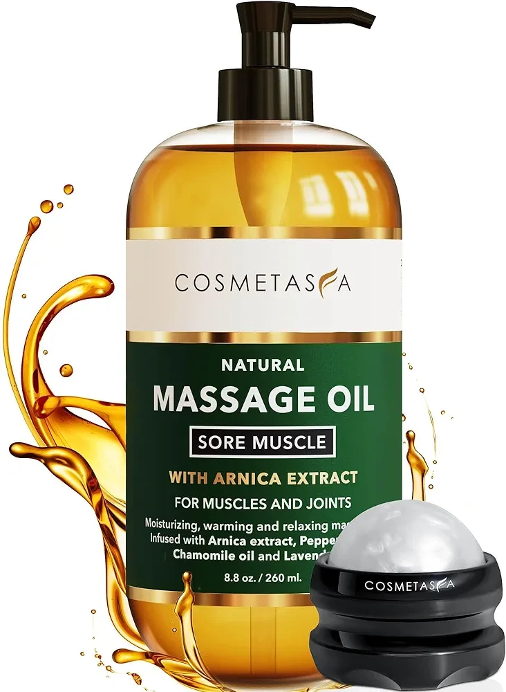 Cosmetasa Massage Oil for Sore Muscles with Roller Ball