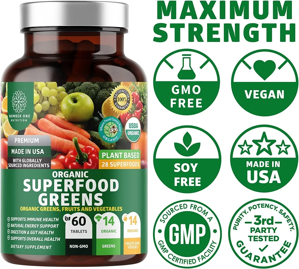 N1N Premium Organic Superfood Greens, 60 Ct