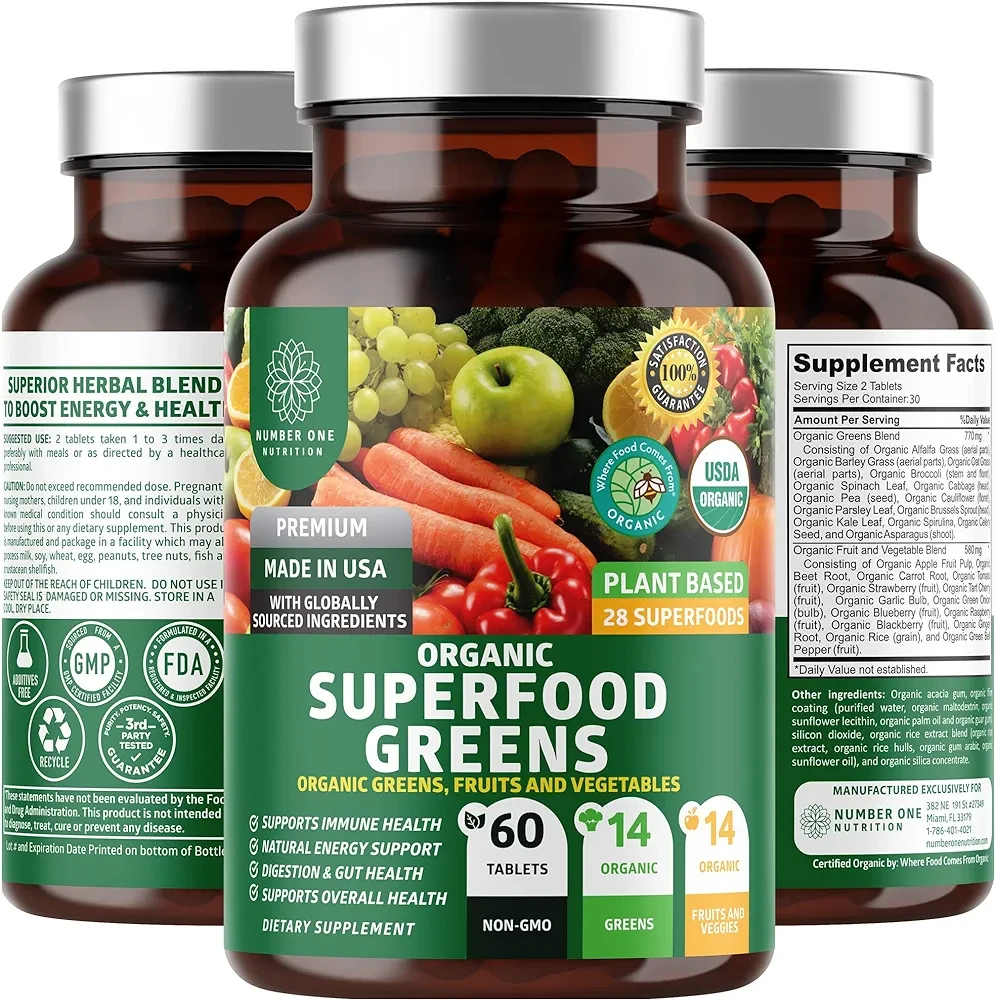 N1N Premium Organic Superfood Greens, 60 Ct