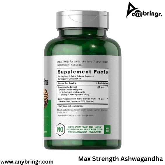 Ashwagandha Capsules | 4500 mg | 120 Count | Non GMO & Gluten Free