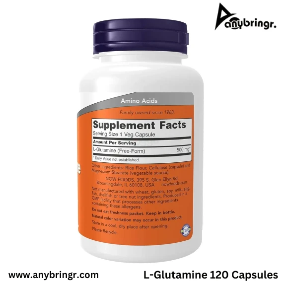 NOW L-Glutamine 500MG - 120 Vegan Capsules