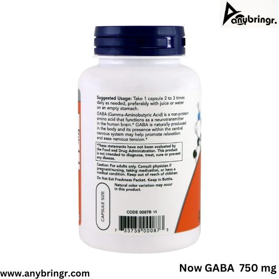 NOW Foods GABA 750 mg |  100 Vegan Capsules