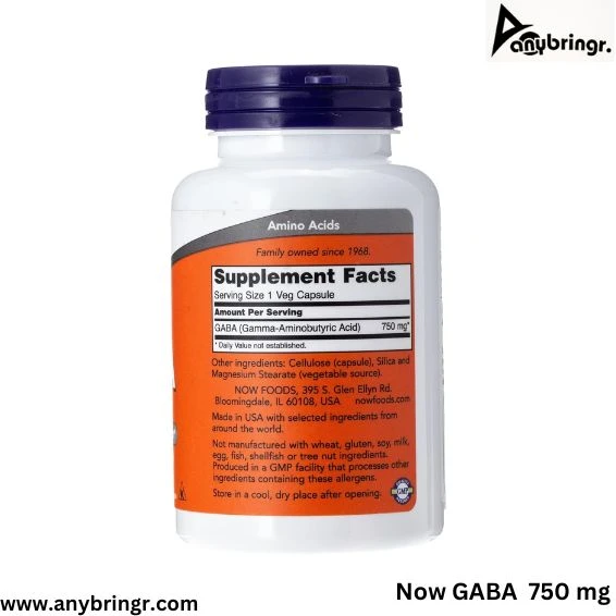 NOW Foods GABA 750 mg |  100 Vegan Capsules