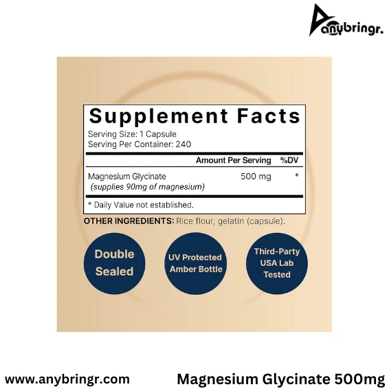 Naturebell Magnesium Glycinate 500mg | 240 Capsules