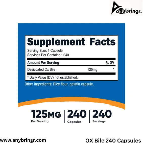 Nutricost Ox Bile  125mg - 240 Capsules