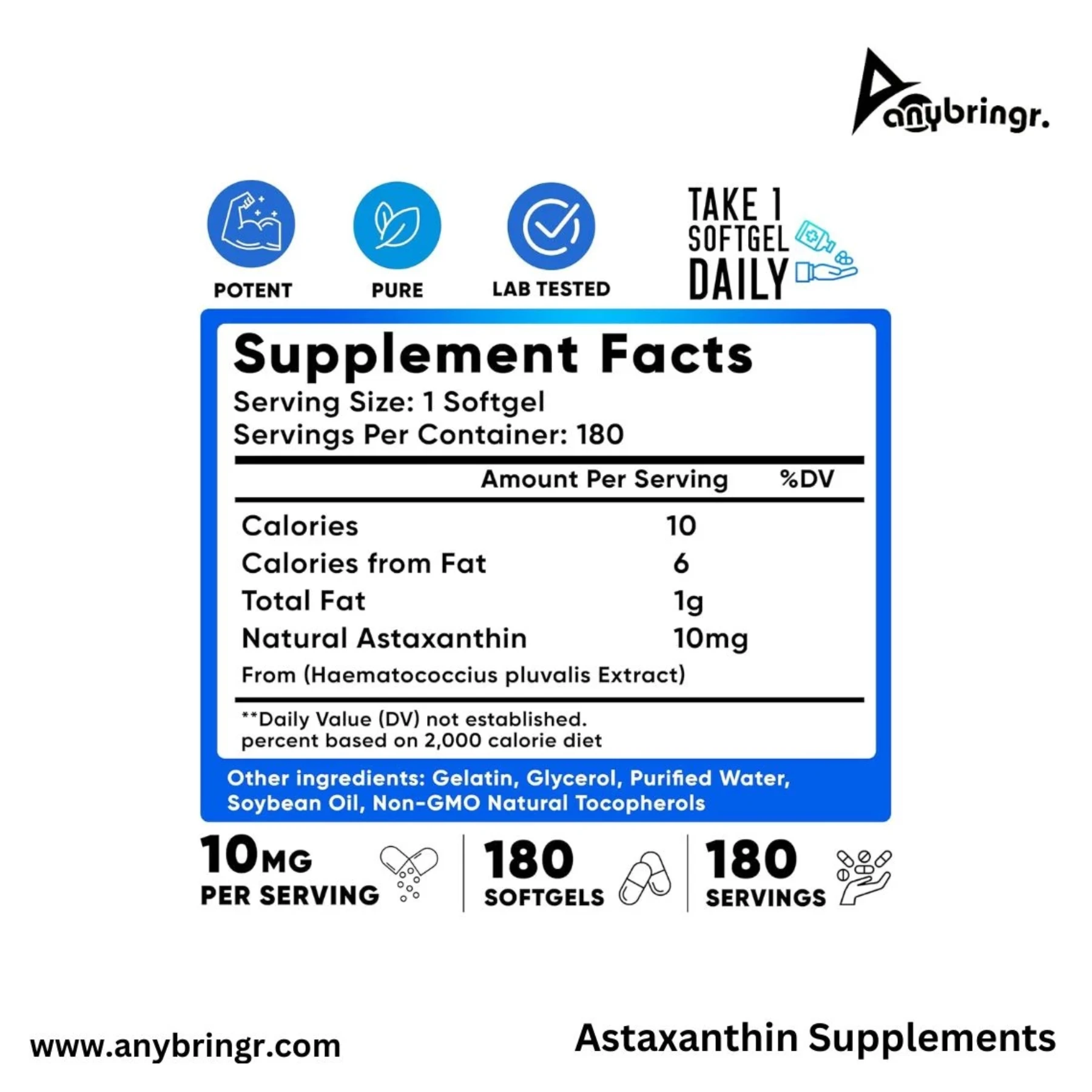 Astaxanthin 10mg Softgel - Boost Skin, Eye, & Joint Health